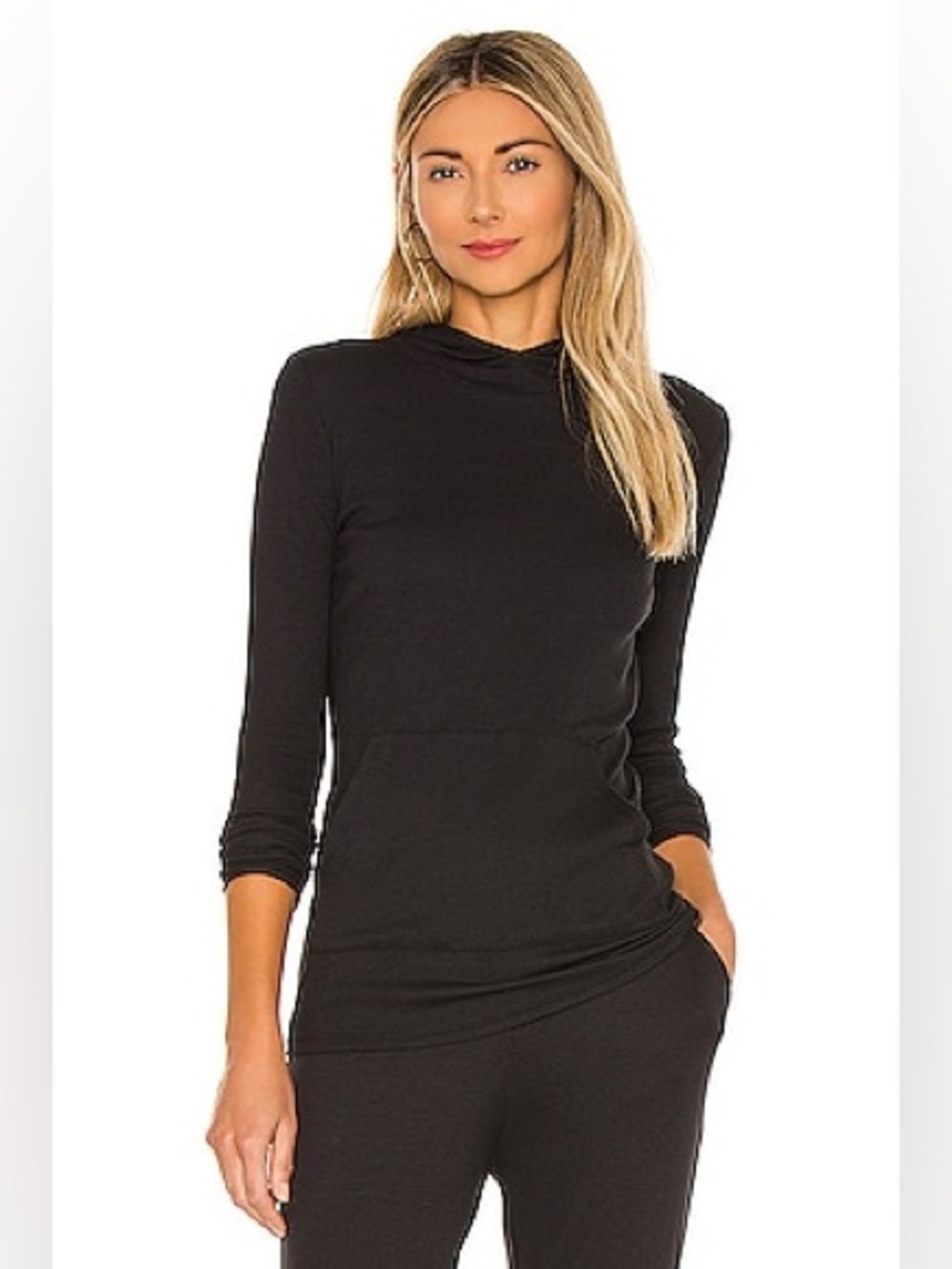 Commando Luxury Rib Hoodie Black Pima Cotton Modal S